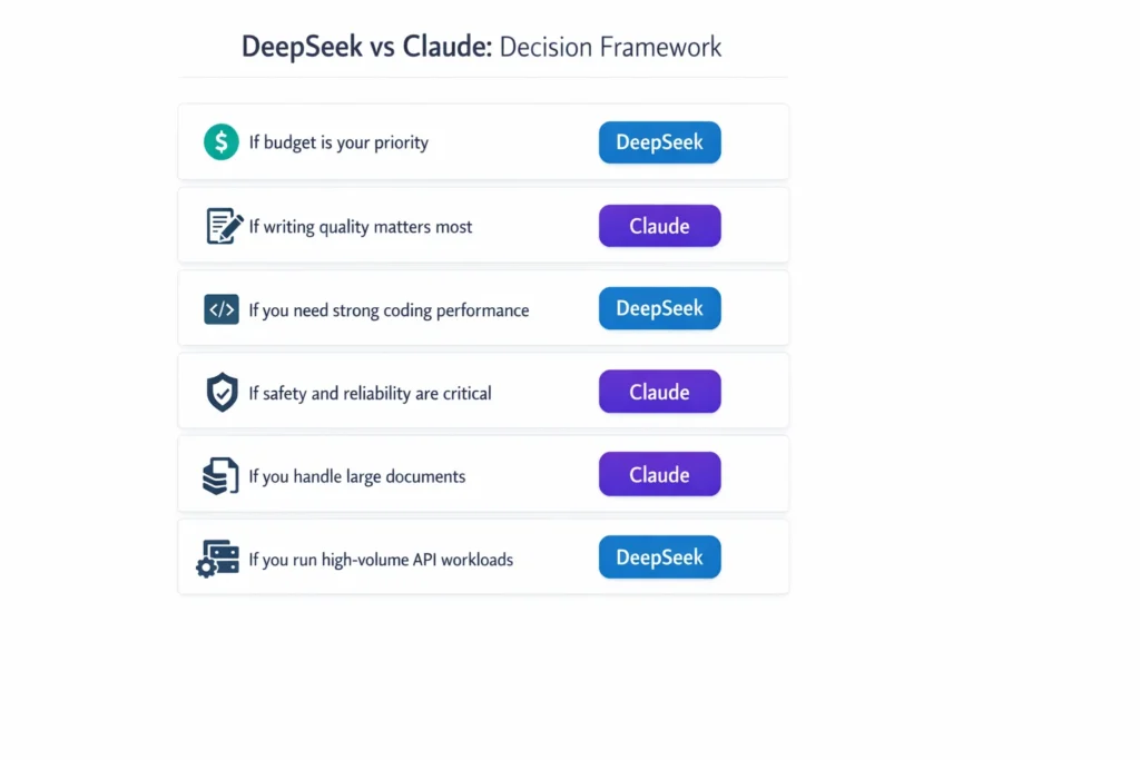DeepSeek vs Claude decision framework how to choose the right AI tool