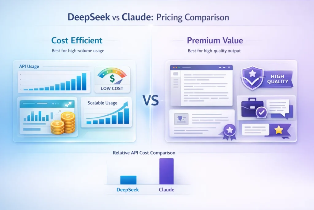 DeepSeek vs Claude pricing comparison cost efficiency vs premium value