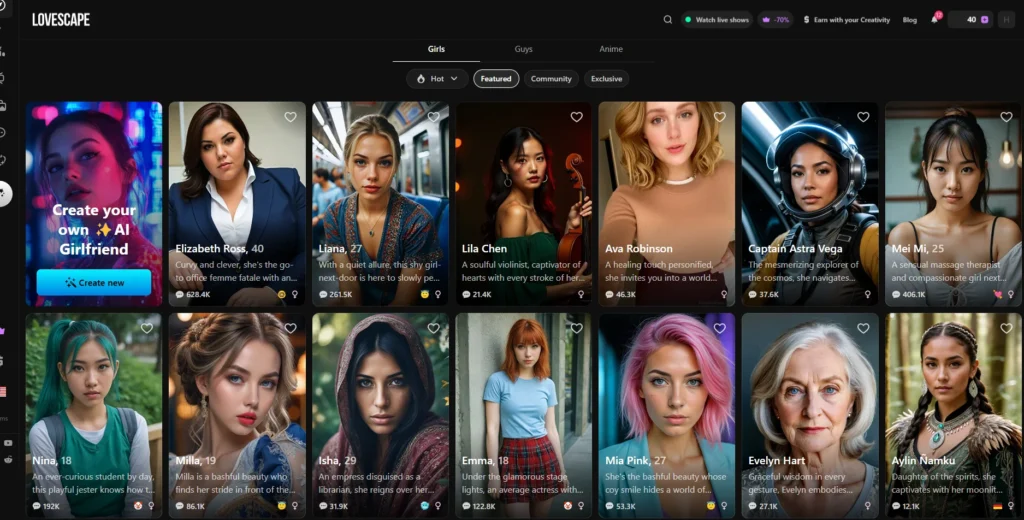 Discover AI Chats with AI Characters LOVESCAPE 03 30 2026 10 11 PM